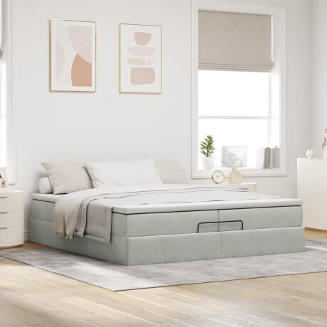 vidaXL Ottoman bed met matrassen 200x200cm fluweel lichtgrijs afbeelding3 - 1