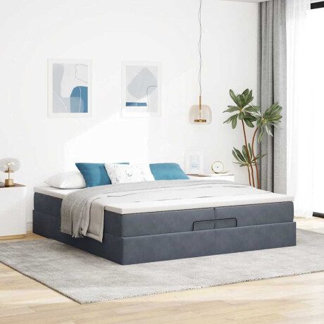 vidaXL Ottoman bed met matrassen 200x200cm fluweel donkergrijs afbeelding3 - 1