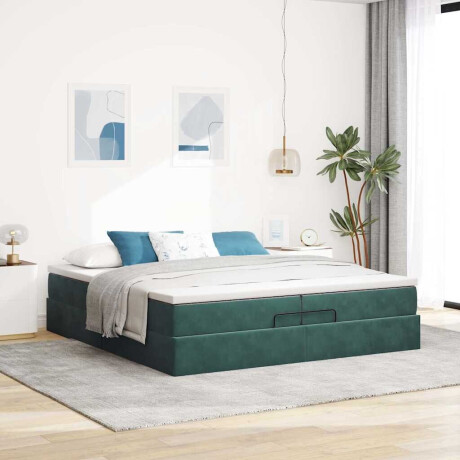 vidaXL Ottoman bed met matrassen 200x200cm fluweel donkergroen afbeelding3 - 1