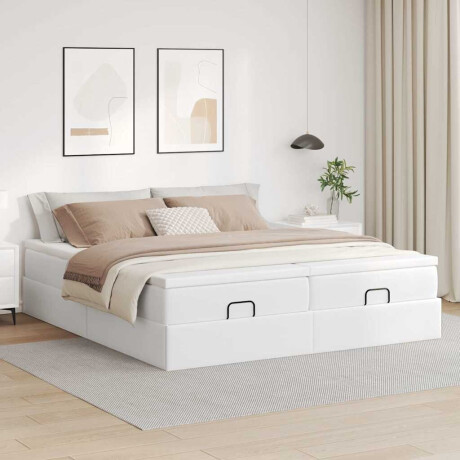 vidaXL Ottoman bed met matrassen 160x200cm kunstleer wit afbeelding3 - 1