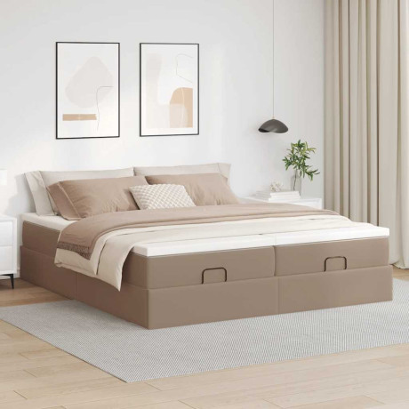 vidaXL Bedframe met matrassen 180x200cm kunstleer cappuccinokleurig afbeelding3 - 1