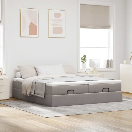 vidaXL Ottoman bed met matrassen 160x200cm stof taupe afbeelding3 - 1