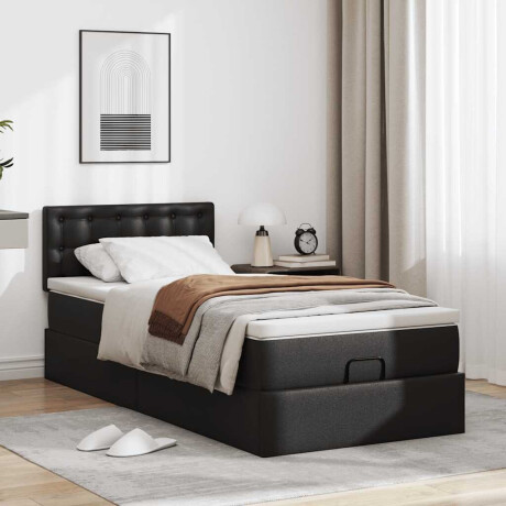 vidaXL Ottomaanse bed met matras 90x190cm kunstleer zwart afbeelding3 - 1