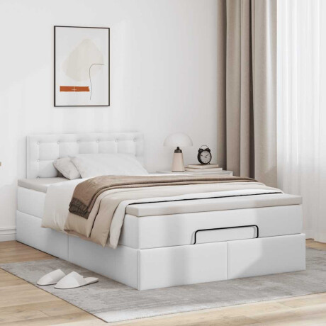 vidaXL Ottoman bed met matras 120x190 cm kunstleer wit afbeelding3 - 1