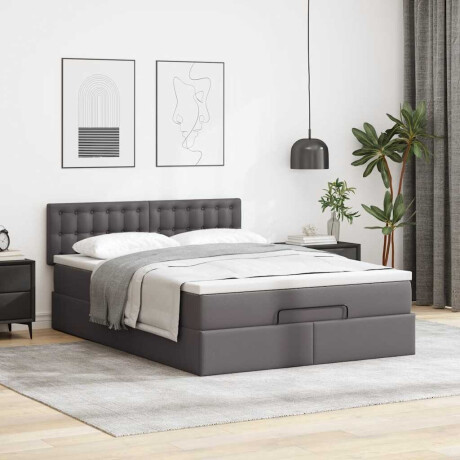 vidaXL Ottoman bed met matras 140x190cm kunstleer grijs afbeelding3 - 1
