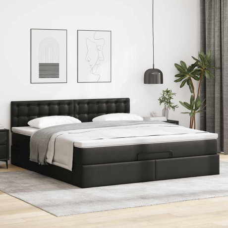 vidaXL Bedframe met matras 180x200cm kunstleer zwart afbeelding3 - 1