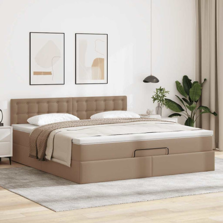 vidaXL Bedframe met matras 180x200cm kunstleer cappuccinokleurig afbeelding3 - 1