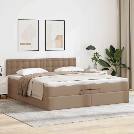 vidaXL Ottoman bed met matrassen 200x200cm kunstleer cappuccinokleurig afbeelding3 - 1
