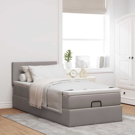 vidaXL Bedframe met matras 90x190cm stof taupe afbeelding3 - 1