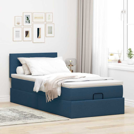 vidaXL Bedframe met matras 90x200cm stof blauw afbeelding3 - 1