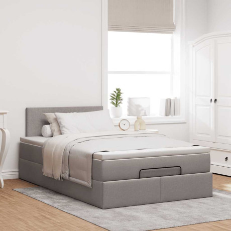 vidaXL Bedframe met matras 120x190 cm stof taupe afbeelding3 - 1