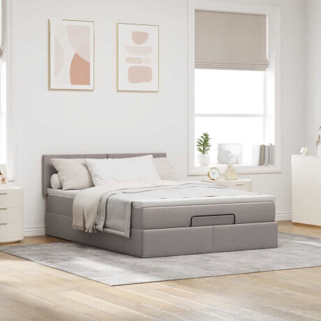 vidaXL Bed met matras 140x190 cm stof taupe afbeelding3 - 1
