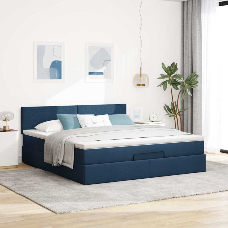 vidaXL Bedframe met matras 180x200cm stof blauw afbeelding3 - 1