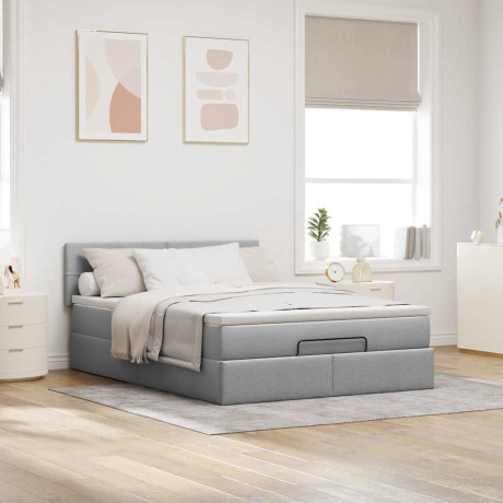 vidaXL Bed met matras 140x190 cm stof lichtgrijs afbeelding3 - 1