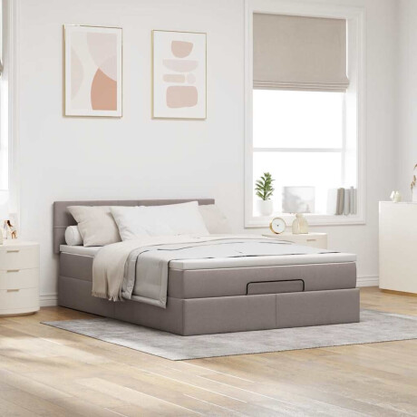 vidaXL Bed met matras 140x190 cm stof taupe afbeelding3 - 1
