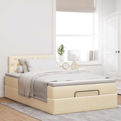 vidaXL Bedframe met matras 120x190cm stof crèmekleurig afbeelding3 - 1