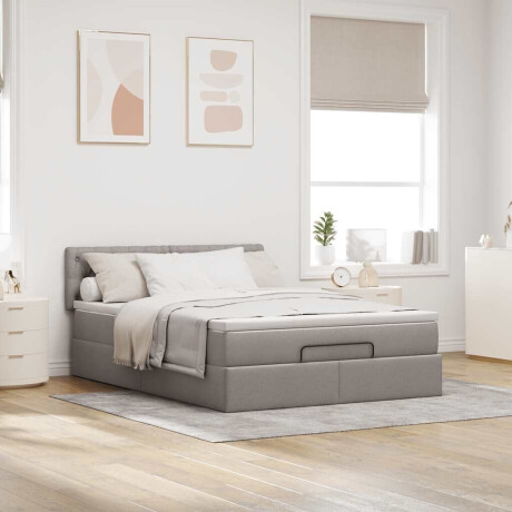 vidaXL Bed met matras 140x190 cm stof taupe afbeelding3 - 1