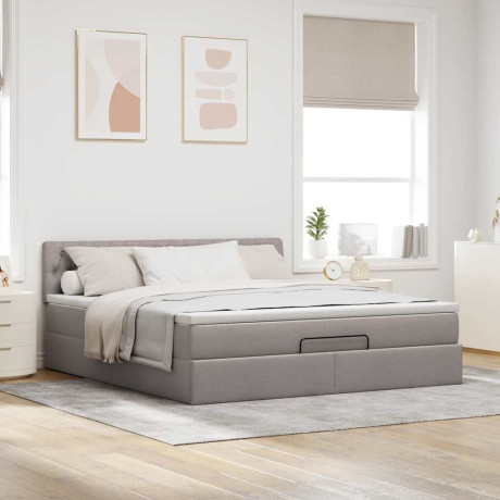 vidaXL Bedframe met matras 160x200cm stof taupe afbeelding3 - 1