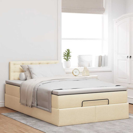 vidaXL Bedframe met matras 120x190cm stof crèmekleurig afbeelding3 - 1