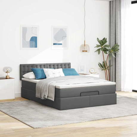 vidaXL Bed met matras 140x190 cm stof donkergrijs afbeelding3 - 1