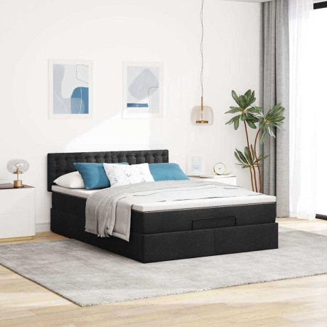 vidaXL Bed met matras 140x190 cm stof zwart afbeelding3 - 1