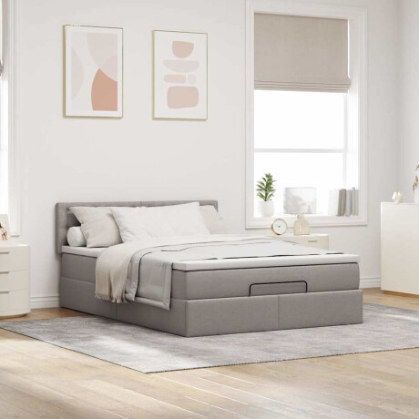 vidaXL Bed met matras 140x190 cm stof taupe afbeelding3 - 1