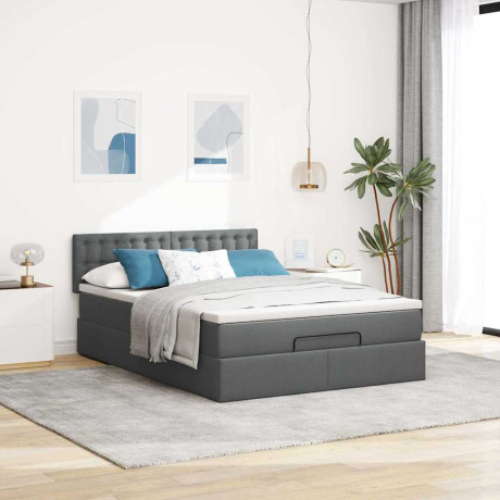vidaXL Bed met matras 140x200 cm stof donkergrijs afbeelding3 - 1