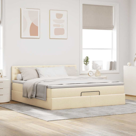 vidaXL Bedframe met matras 180x200cm stof crèmekleurig afbeelding3 - 1