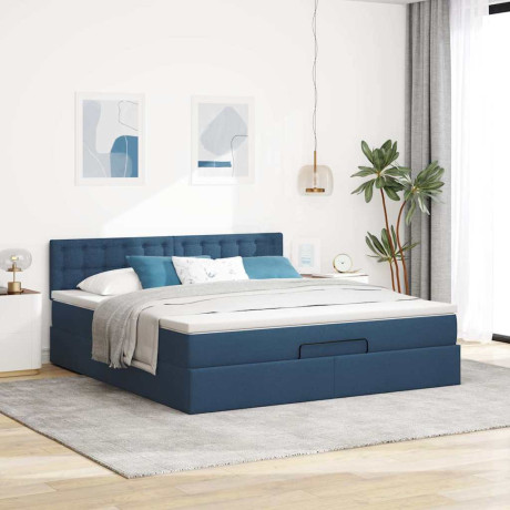 vidaXL Bedframe met matras 180x200cm stof blauw afbeelding3 - 1