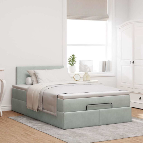 vidaXL Bedframe met matras 120x200 cm fluweel lichtgrijs afbeelding3 - 1