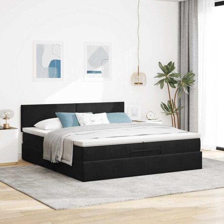 vidaXL Ottoman bed met matras 200x200 cm fluweel zwart afbeelding3 - 1
