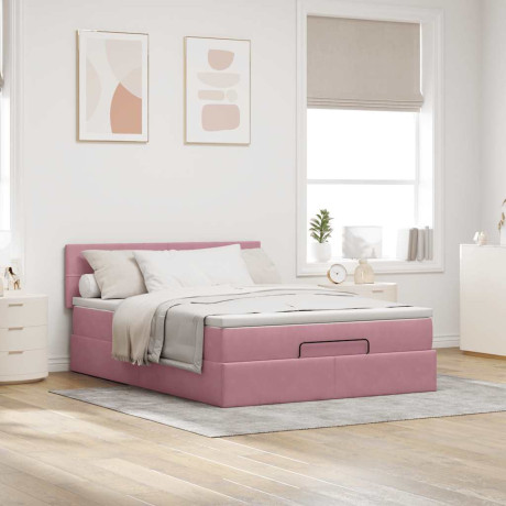 vidaXL Ottoman bed met matras 140x190cm fluweel roze afbeelding3 - 1