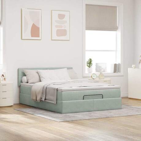 vidaXL Ottoman bed met matras 140x200cm fluweel lichtgrijs afbeelding3 - 1