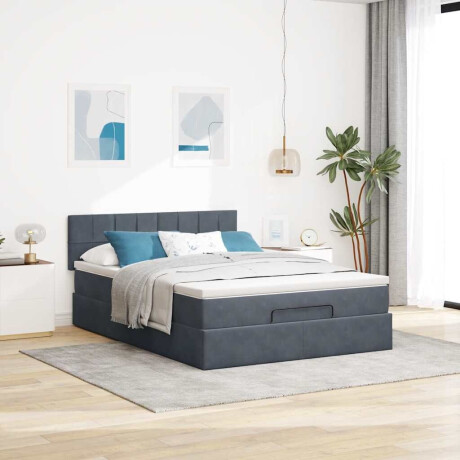 vidaXL Ottoman bed met matras 140x200cm fluweel donkergrijs afbeelding3 - 1