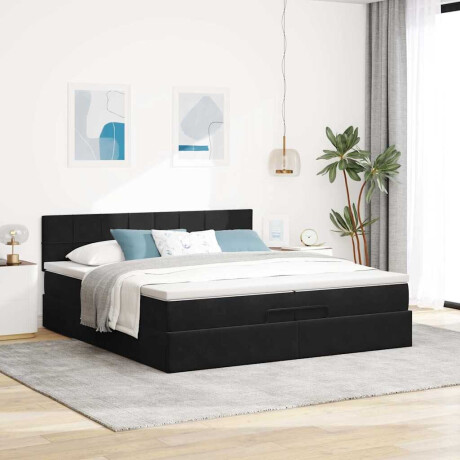 vidaXL Ottoman bed met matras 200x200 cm fluweel zwart afbeelding3 - 1