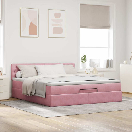vidaXL Ottoman bed met matras 160x200cm fluweel roze afbeelding3 - 1