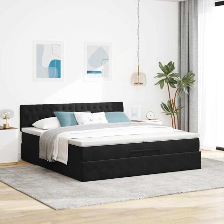 vidaXL Ottoman bed met matras 200x200 cm fluweel zwart afbeelding3 - 1