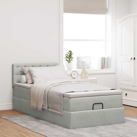 vidaXL Ottoman bed met matras 80x200cm fluweel lichtgrijs afbeelding3 - 1