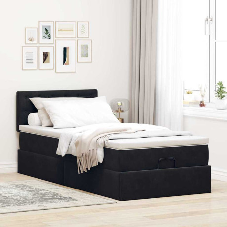 vidaXL Ottoman bed met matras 80x200cm fluweel zwart afbeelding3 - 1