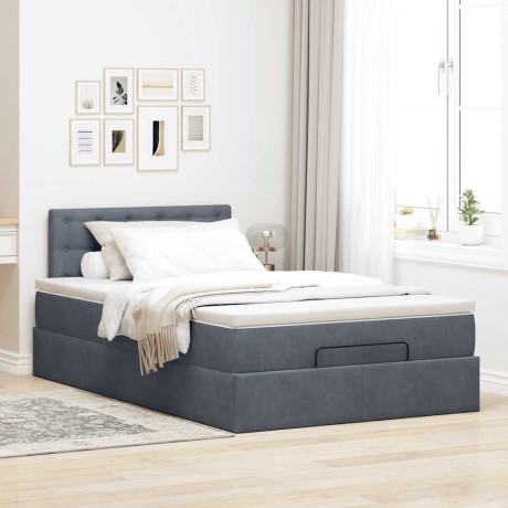 vidaXL Bed poef met matras 120x190 cm fluweel donkergrijs afbeelding3 - 1