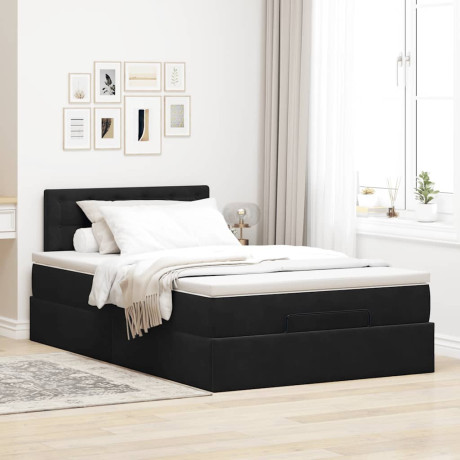 vidaXL Bed poef met matras 120x190 cm fluweel zwart afbeelding3 - 1