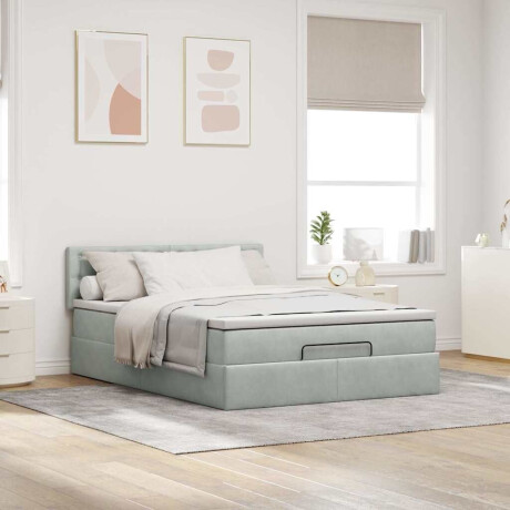 vidaXL Ottoman bed met matras 140x190cm fluweel lichtgrijs afbeelding3 - 1