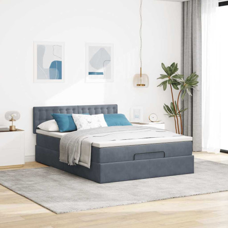 vidaXL Ottoman bed met matras 140x190cm fluweel donkergrijs afbeelding3 - 1