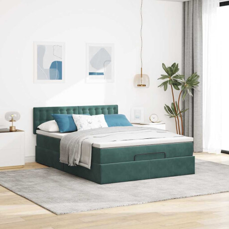 vidaXL Ottoman bed met matras 140x190cm fluweel donkergroen afbeelding3 - 1