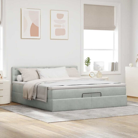vidaXL Ottoman bed met matras 200x200 cm fluweel lichtgrijs afbeelding3 - 1