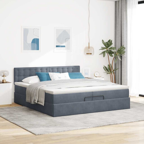 vidaXL Ottoman bed met matras 200x200 cm fluweel donkergrijs afbeelding3 - 1
