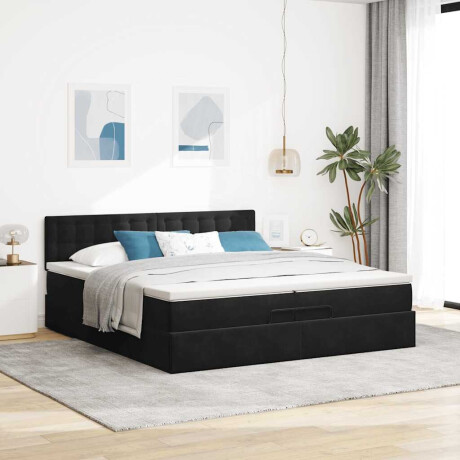 vidaXL Ottoman bed met matras 200x200 cm fluweel zwart afbeelding3 - 1