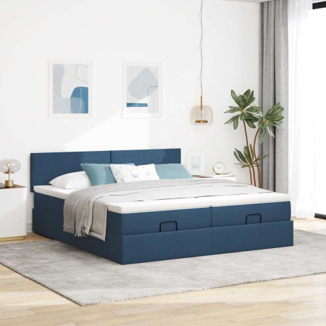 vidaXL Bedframe met matrassen 180x200cm stof blauw afbeelding3 - 1