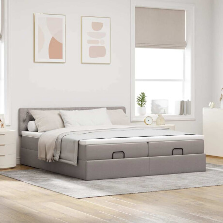 vidaXL Ottoman bed met matrassen 160x200cm stof taupe afbeelding3 - 1