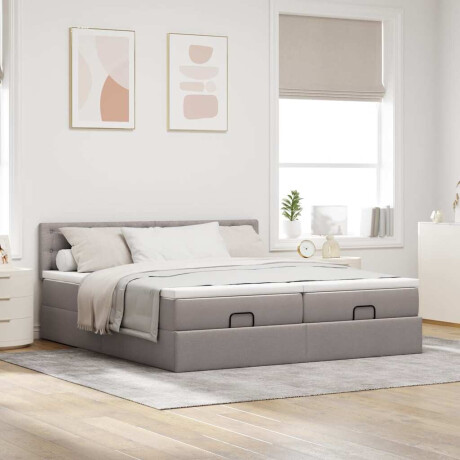 vidaXL Ottoman bed met matrassen 160x200cm stof taupe afbeelding3 - 1